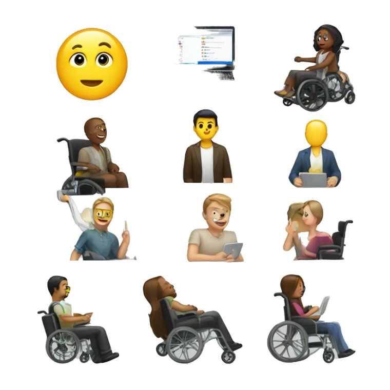People accessibility with laptop and wheelchair sticker