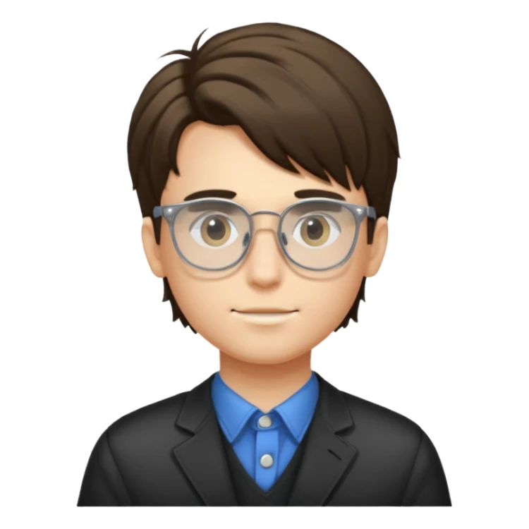 boy with tall hair with transparent glasses sticker