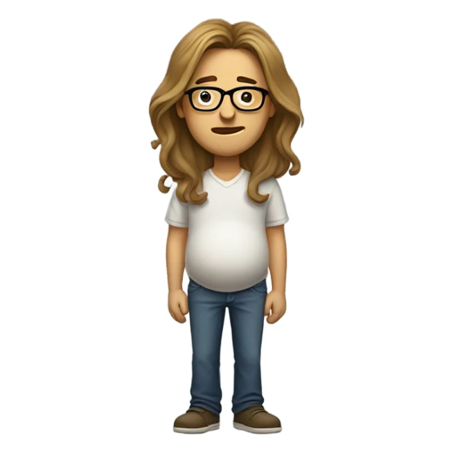 He's a guy with glasses, long hair, but he's pregnant. sticker