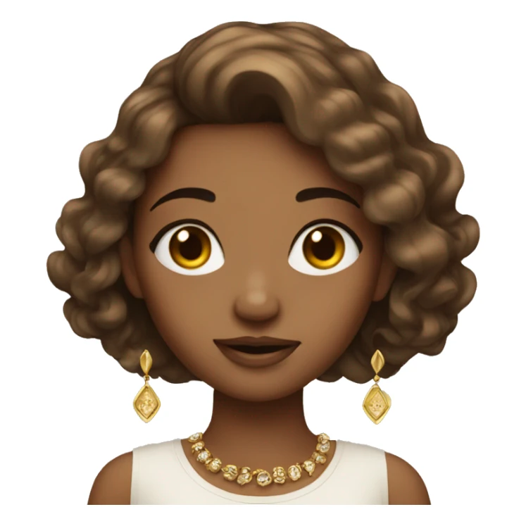 Brown hair girl with gold jewellery  sticker