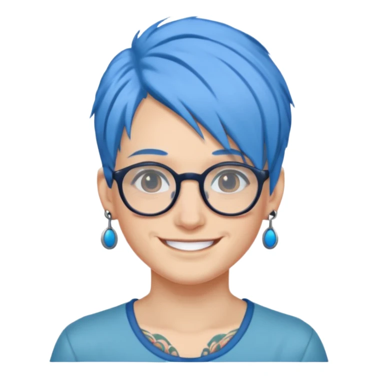 Tattooed & Blue Haired with glasse sticker