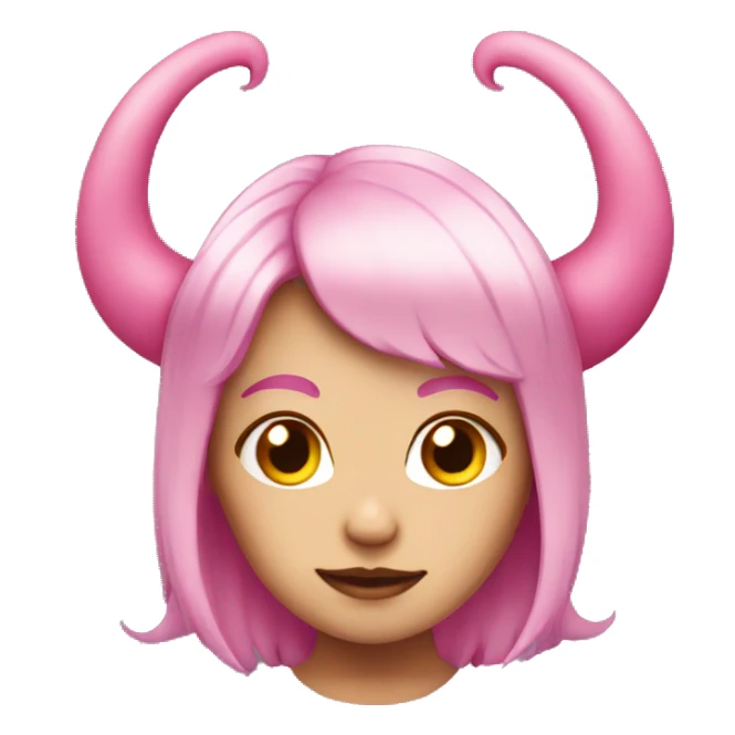 demon girl with pink hair and horns  sticker