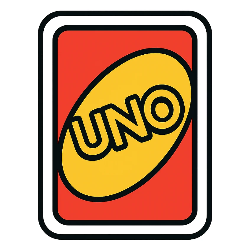 modern icon style Uno card, simple and bold, clear card shape, vibrant colors, minimal details sticker