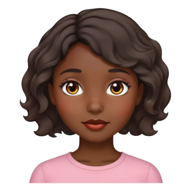 Girl showing shyness, dark skin tone, short wavy hair sticker