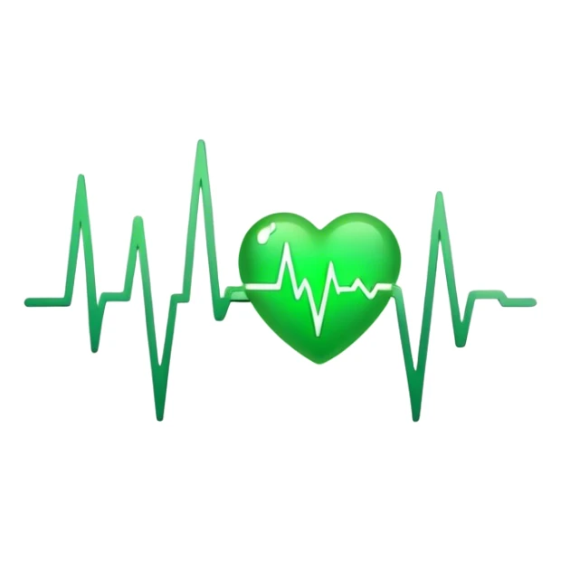 glowing green dot with ECG heartbeat line sticker