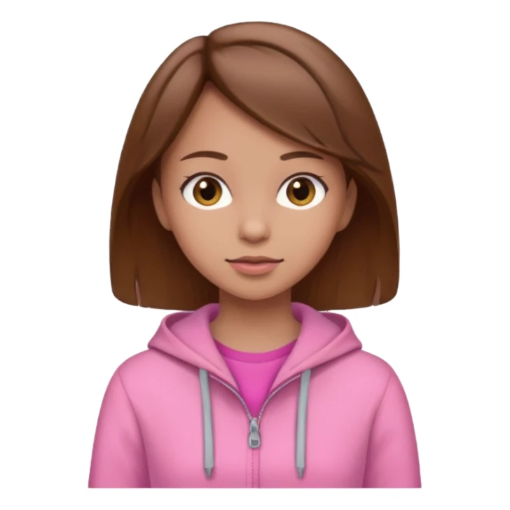 pink wearing girl with brown hair sticker