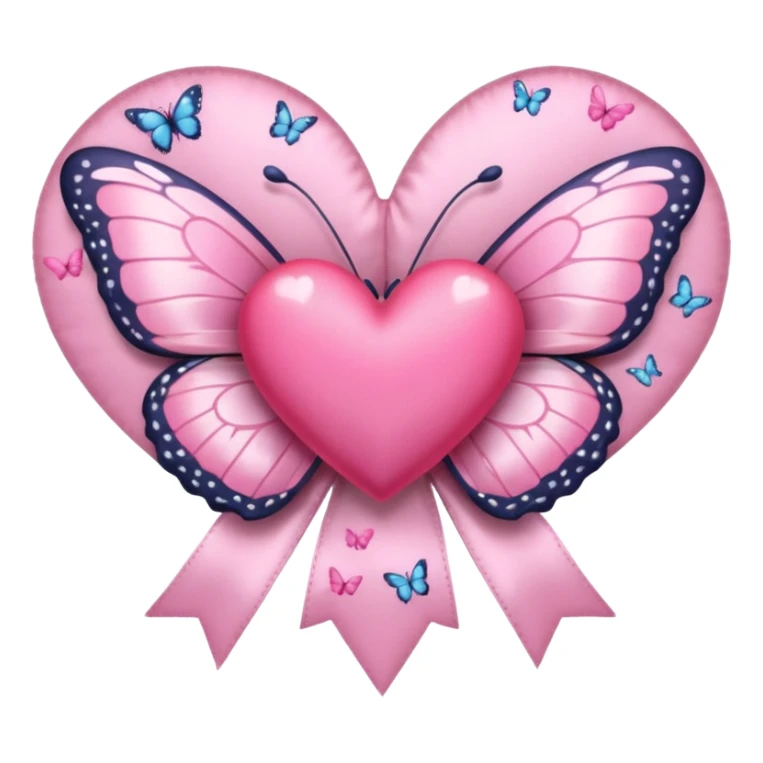 heart with butterflies, pink bow with heart pattern on the bow sticker