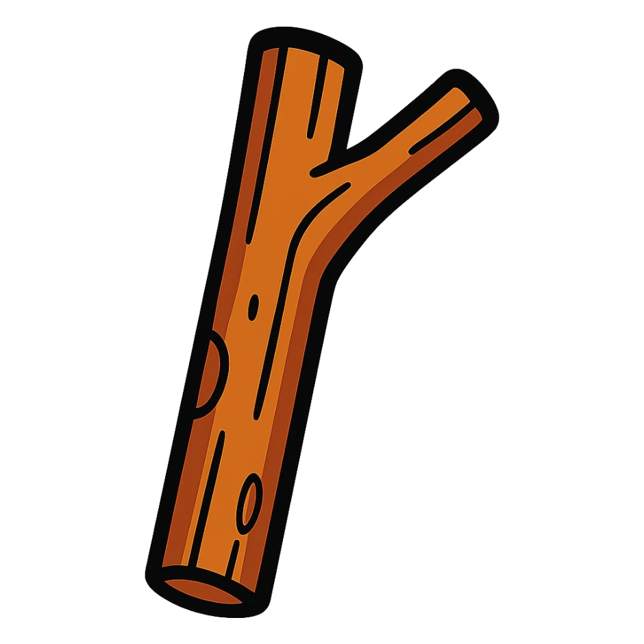 a wooden stick, cartoon style sticker