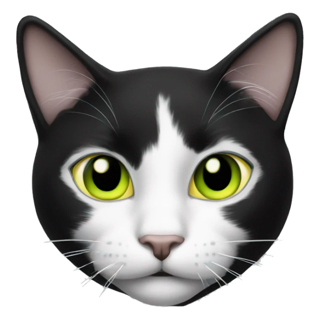 Black and white cat with a yellow green eyes sticker