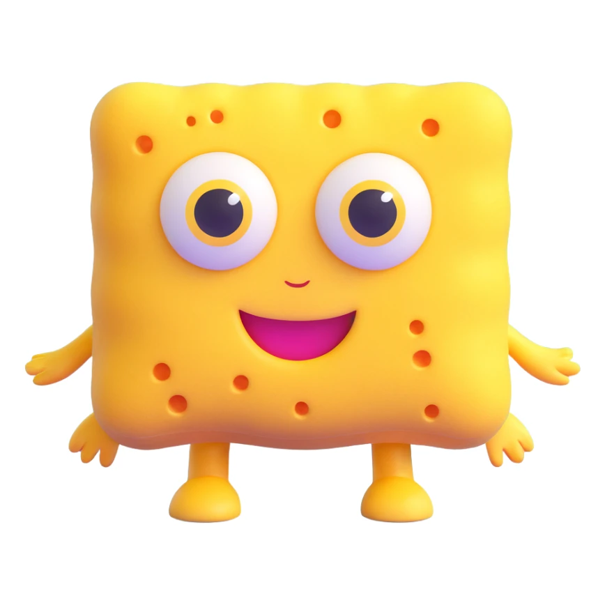 yellow sponge character with big eyes and a smile, inspired by SpongeBob sticker