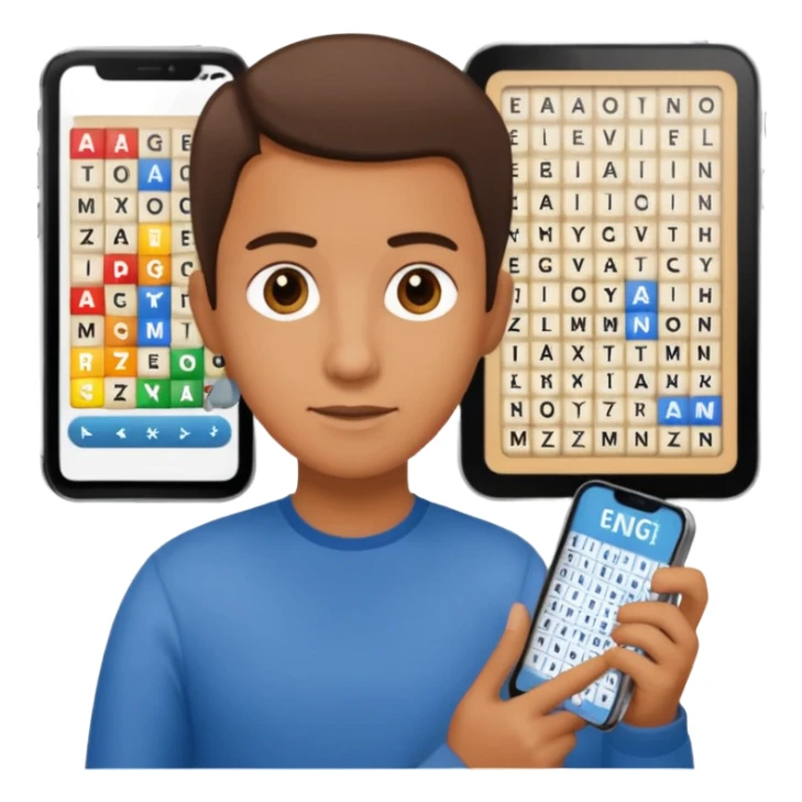 mano con movil y buscador palabras sticker