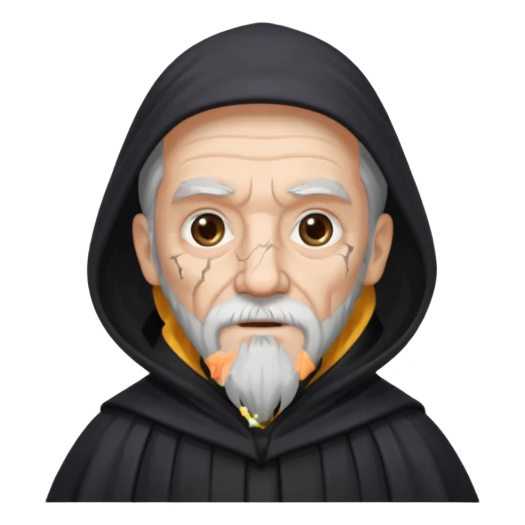 old wizard with black robe and cracked skin sticker