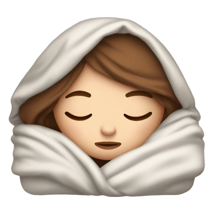 White Girl with brown hair sleeping in folded blanket  sticker