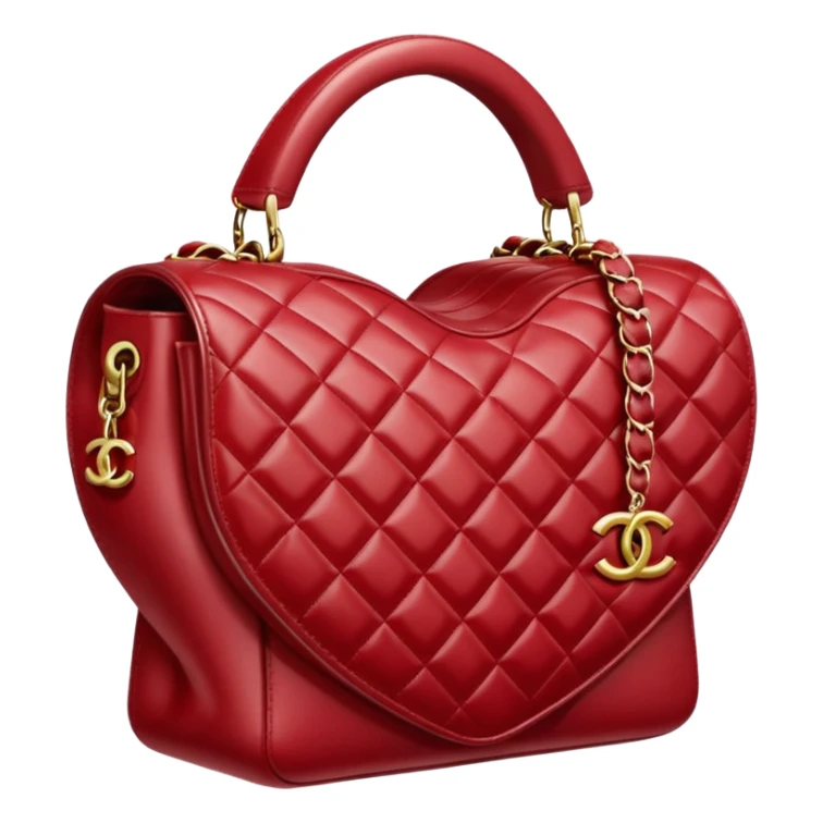 chanel heart dark red color bag sticker