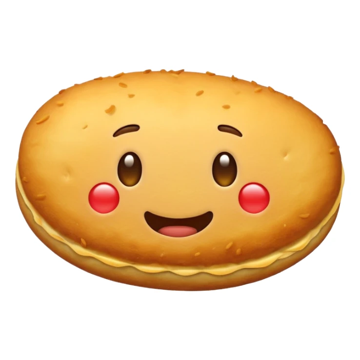oval potato cutlet, cartoonish with a crunchy texture, emoji style sticker