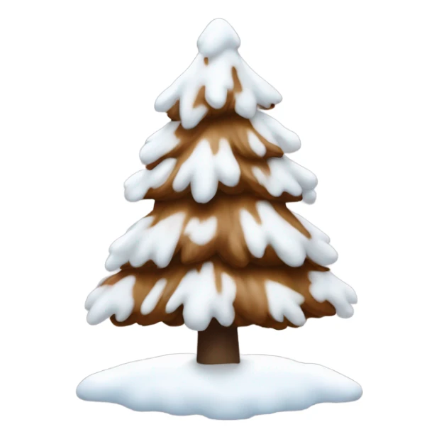 White Christmas tree with snow on bottom and brown stem visible sticker