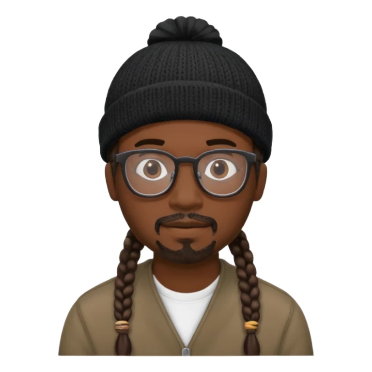 man with braids glasses beanie and goatee sticker