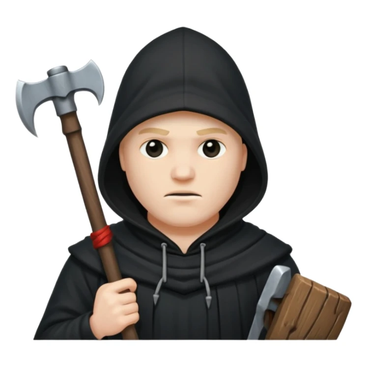 an executioner with a black hood so we can't see his face and an axe in his hand sticker