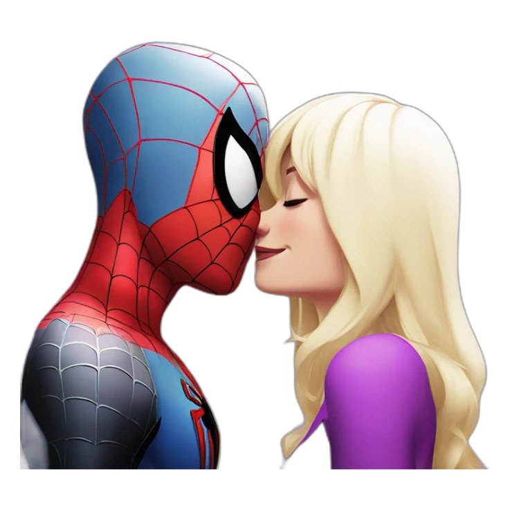 Spiderman kissing Spider-Gwen without masks sticker