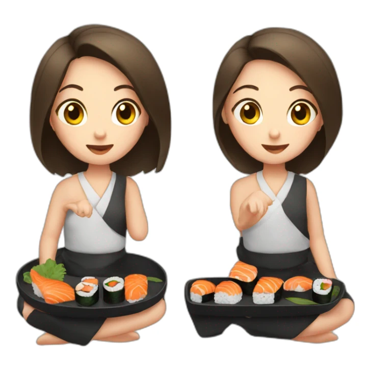 girl eat sushi sticker