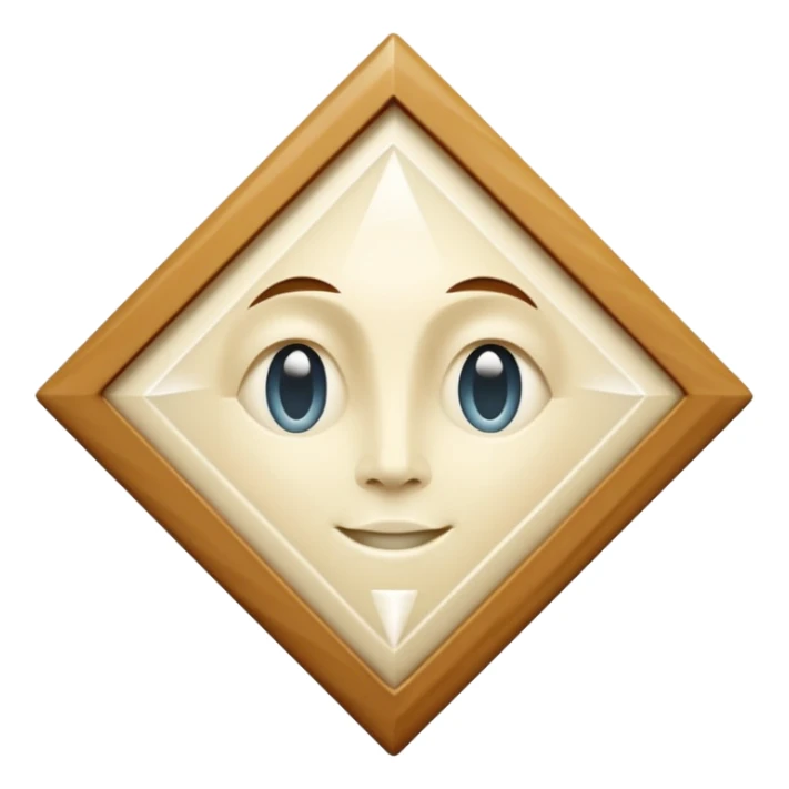 diamond shape carved from ivory. square tilted 45 degrees. head on view sticker