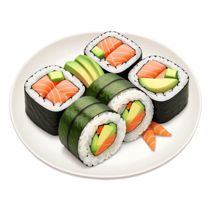 Plate of salmon avocado maki  sticker