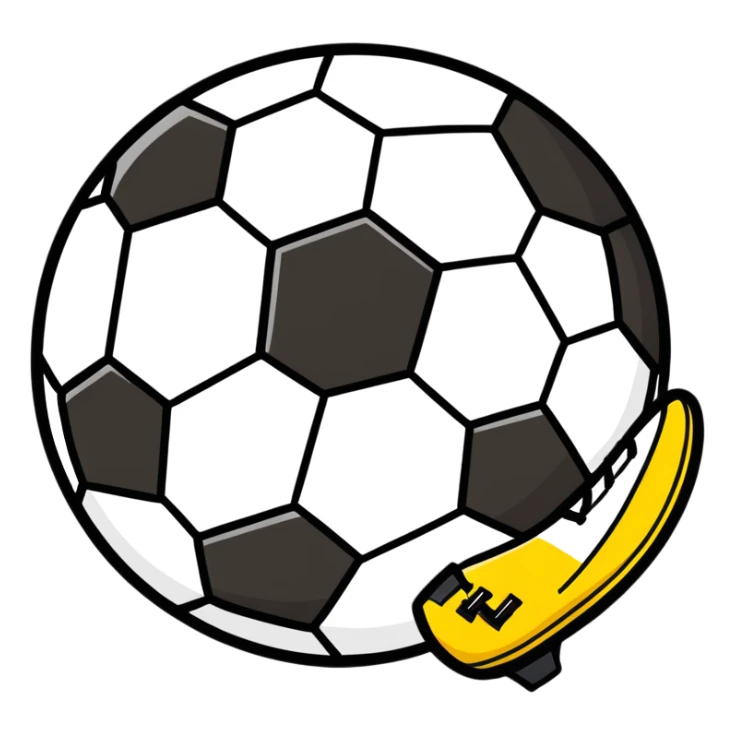 Soccer ball with black and yellow cleat sticker