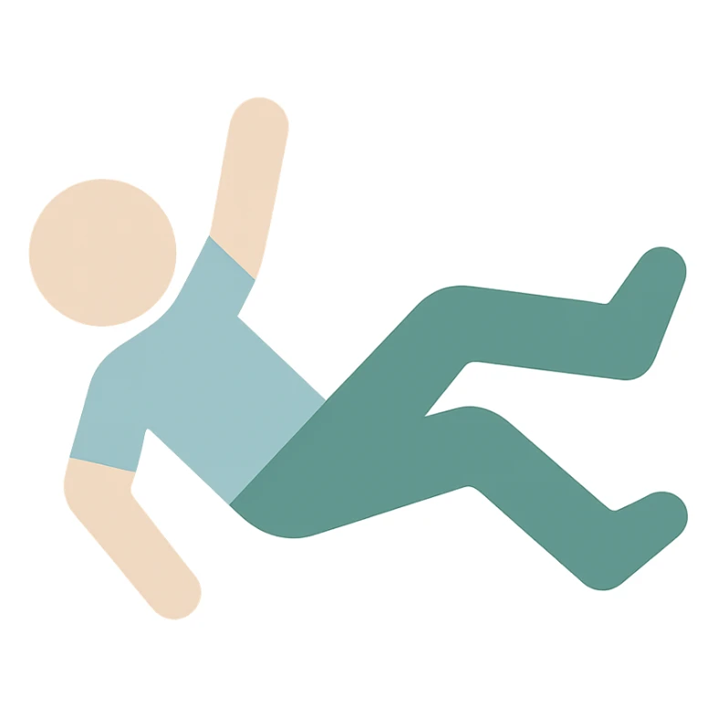 flat color icon showing a person or object falling sticker