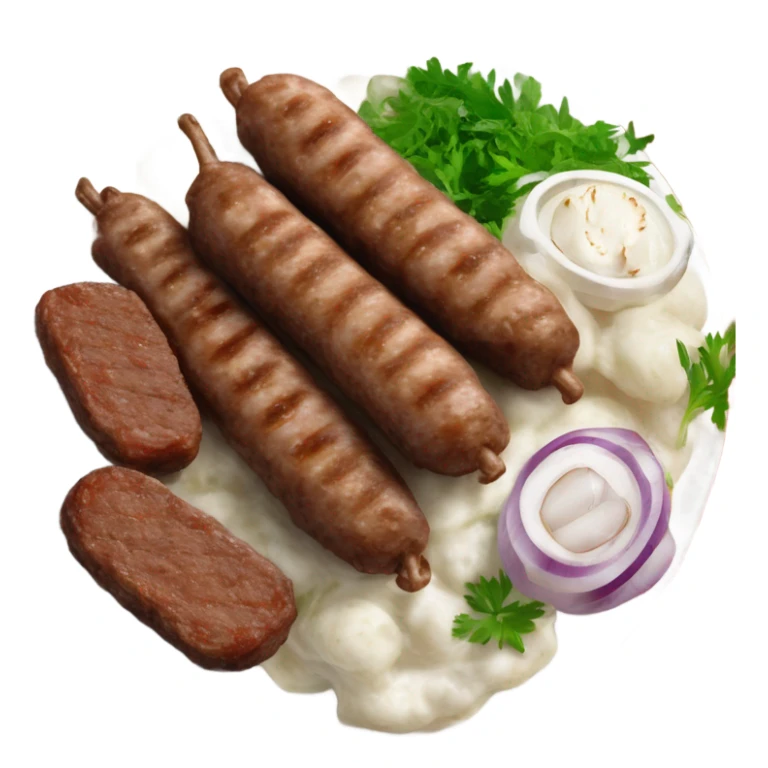Bosnian national dish cevapi with kaymak sticker