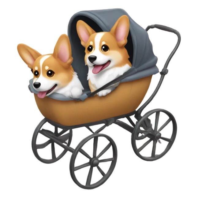 Tri Corgi pushing a baby carriage  sticker