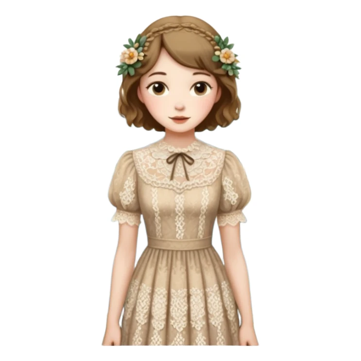 Cottagecore style realistic highly detailed with vintage material dress sticker