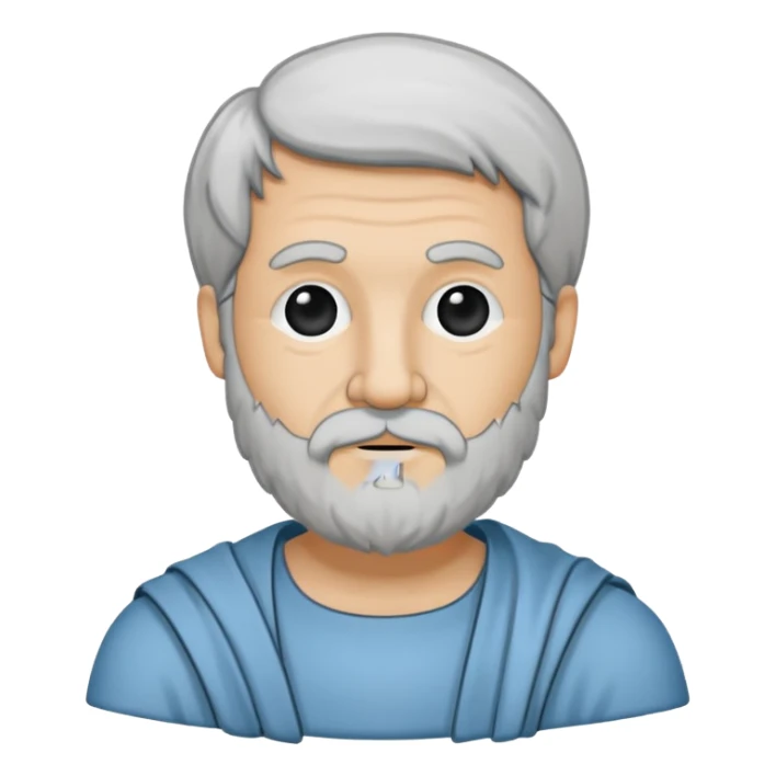 Aristotle drawing as a black outline icon, no fill, hand-drawn look sticker