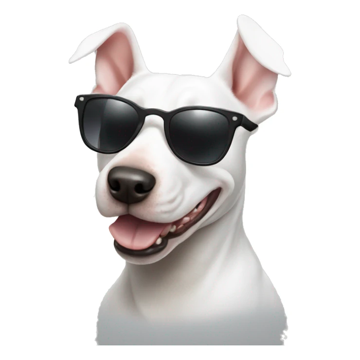 White Bull terrier with sunglasses  sticker