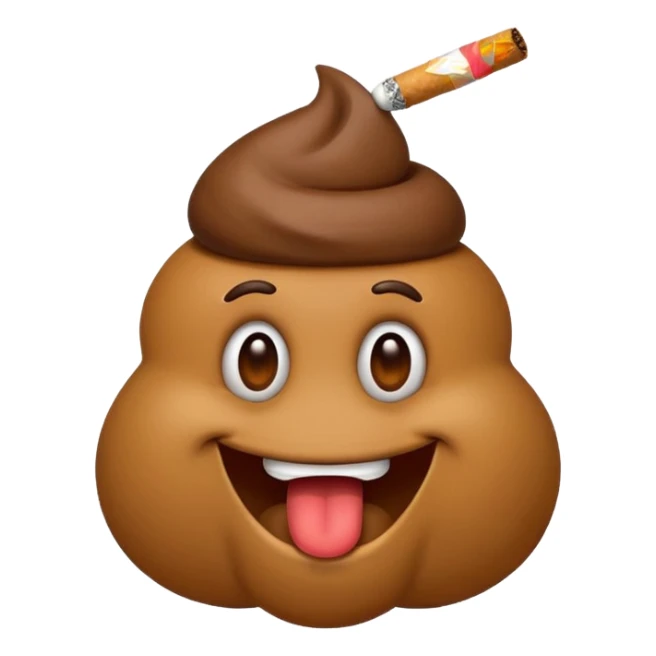 cartoon poo emoji with a cigarette in its mouth sticker