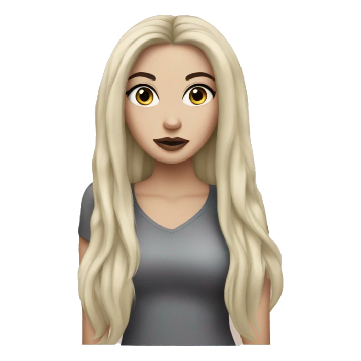 white girl with long black hair and makeup sticker