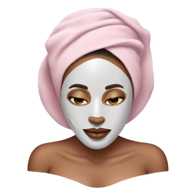 Lady with light pueple face mask spa beauty full face relaxing sticker