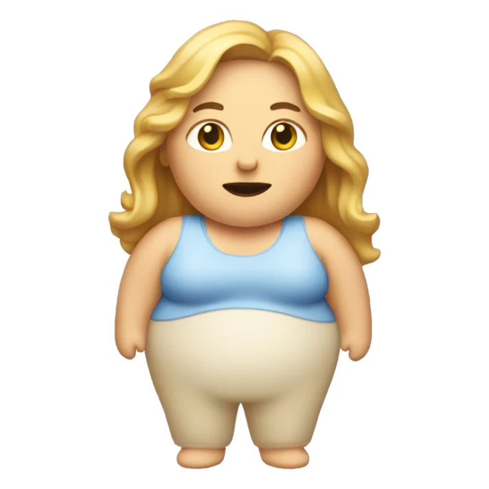 Obesity. A middle-aged woman with golden long hair. sticker