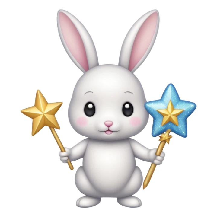 White Fairy glitter bunny with wand  sticker