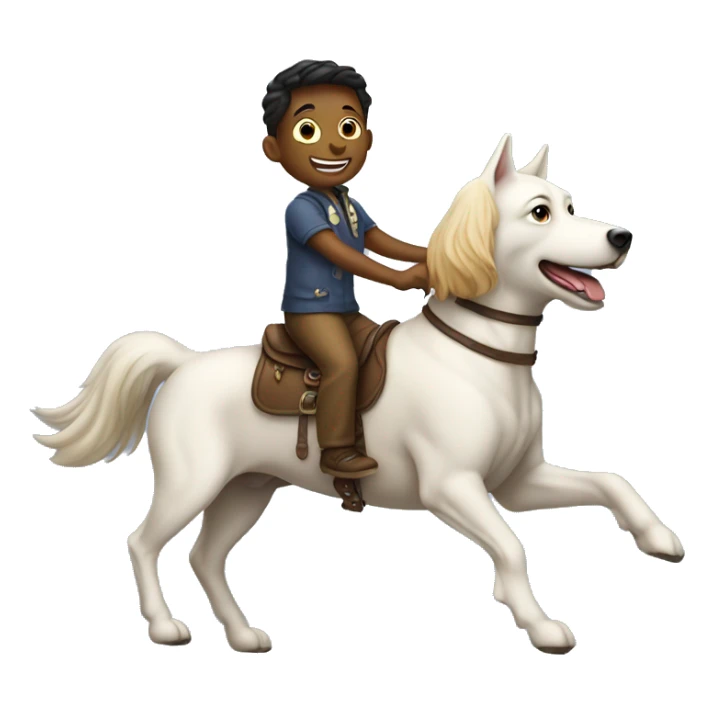 childing riding a dog like it's a horse sticker