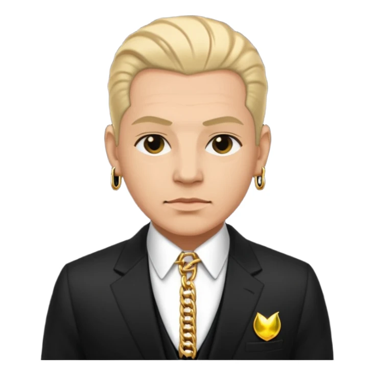 Mob boss in black suit, slick hair, gold chain, sticker