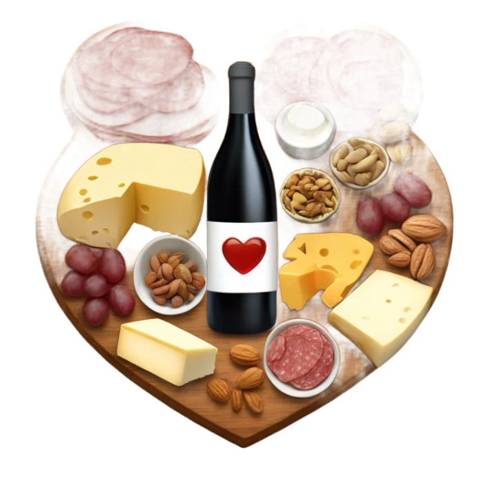 cute heart shaped charcuterie board with wine sticker
