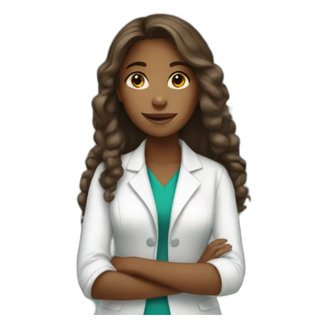 Brown young girl with long hair working in a pharmacy sticker