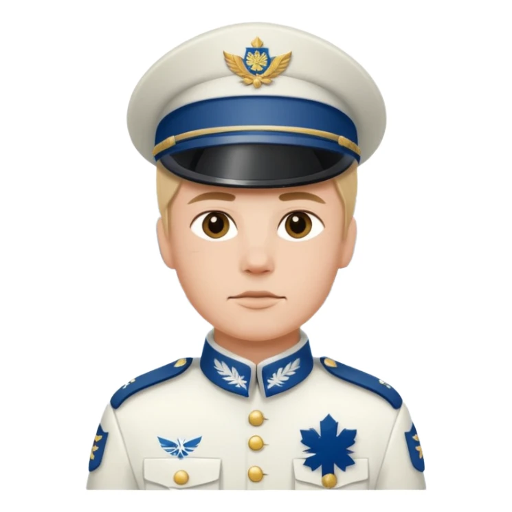 a Finnish soldier in a white uniform in a snowy landscape sticker