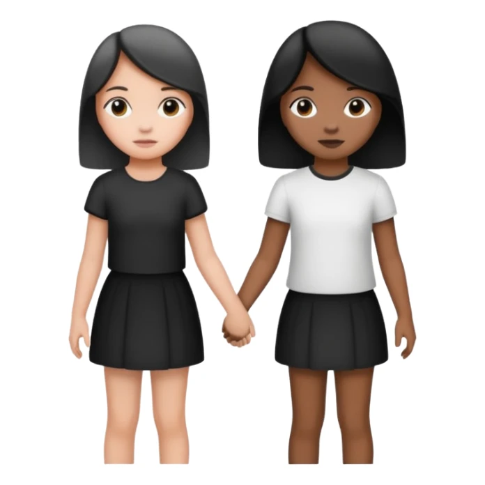 Black and white girl holding hands facing away sticker