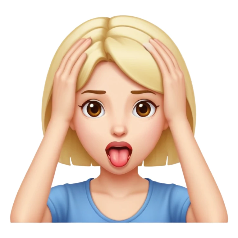 A girl with her hands on her head tongue out sticker