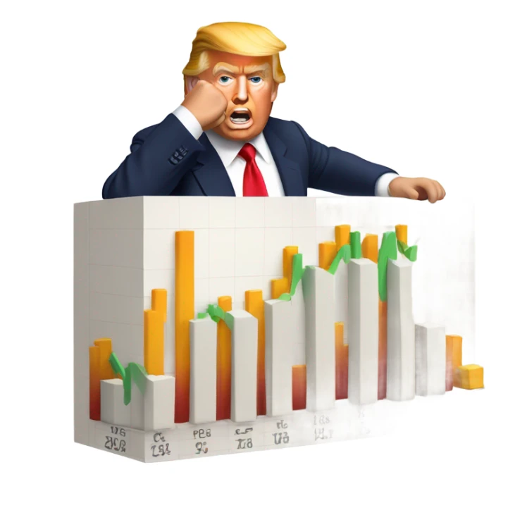 Donald trump holding the stock market sticker