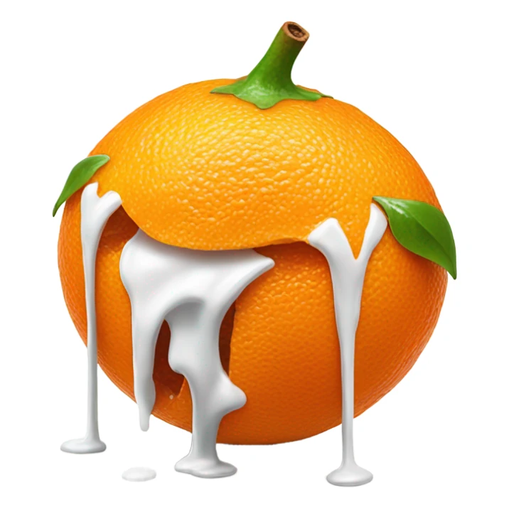 Inside of a Tangerine, white paint dripping down sticker