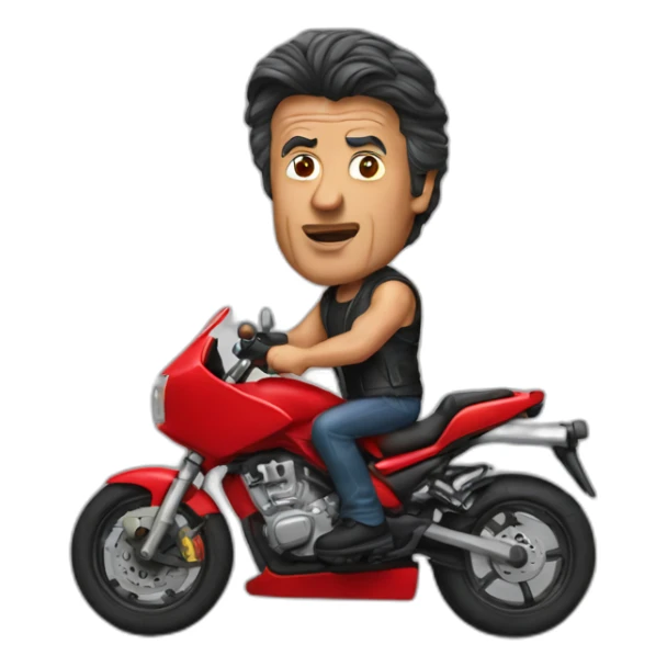 Stallone in a red motorbike sticker