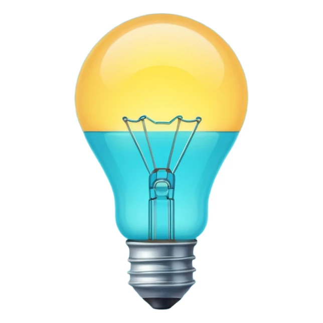 Light bulb icon, flat emoji style, outline with blue and turquoise colors sticker