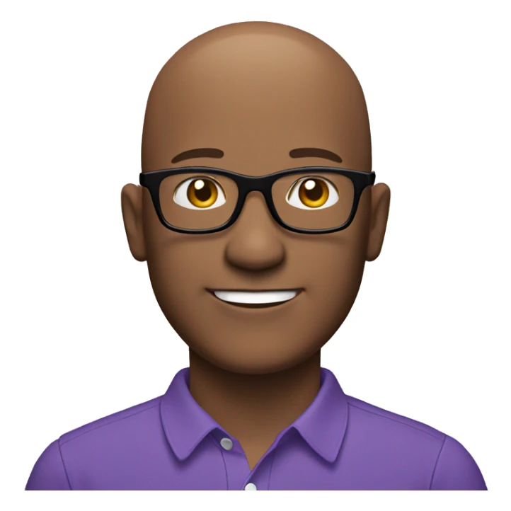 smiling bald man in glasses purple shirt sticker